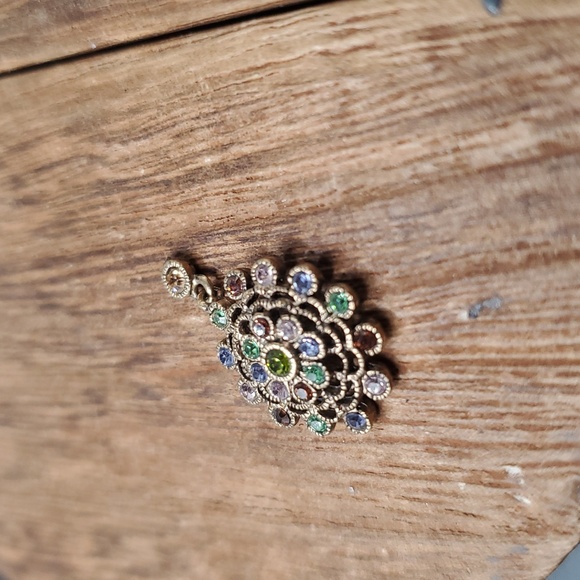 Stunning Multi‎ Stone Very Thin Hole For Chain P271 Pendant - Picture 2 of 3